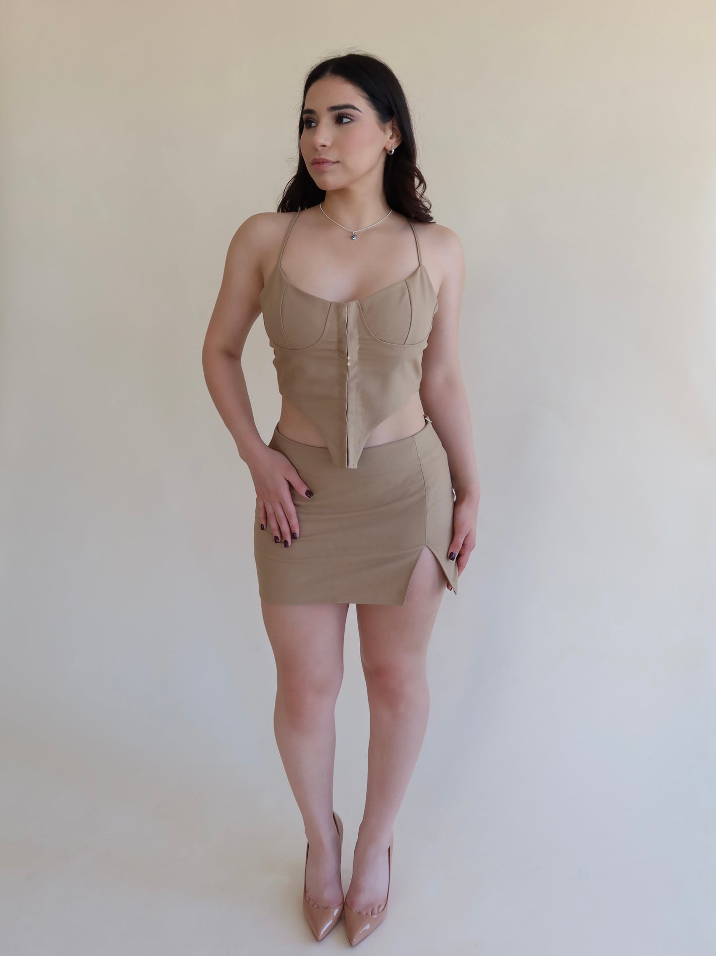 Mini Skirt Set Formal (tan)