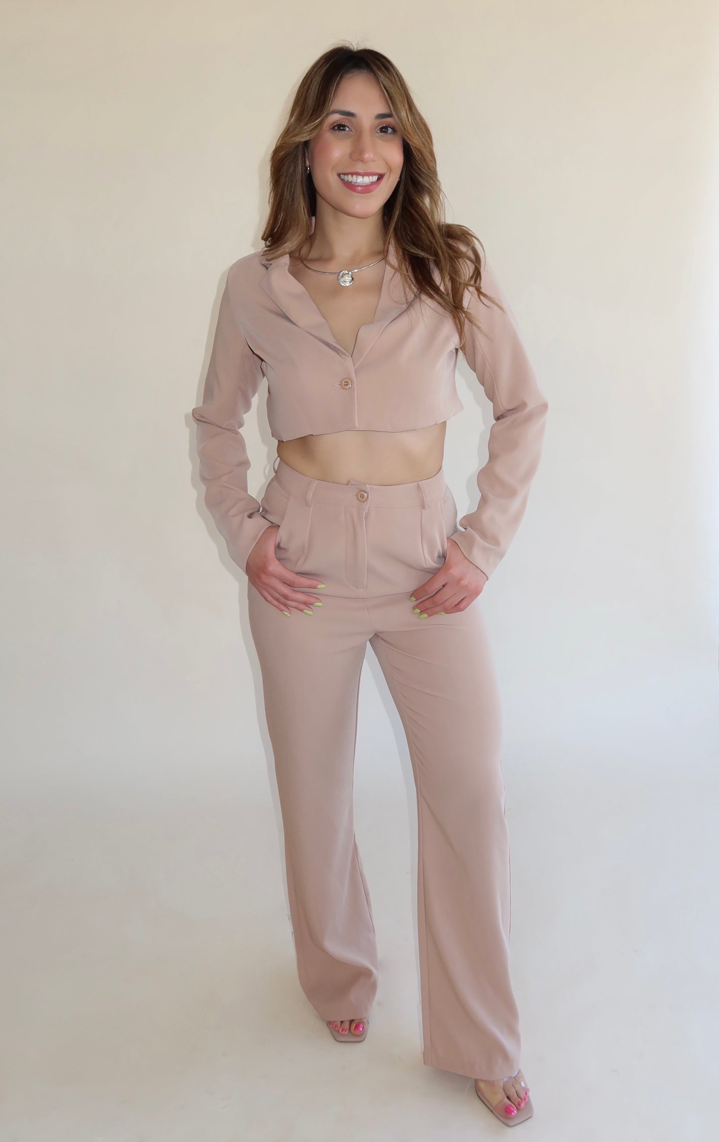 Blazer & Flare Leg Pants Set